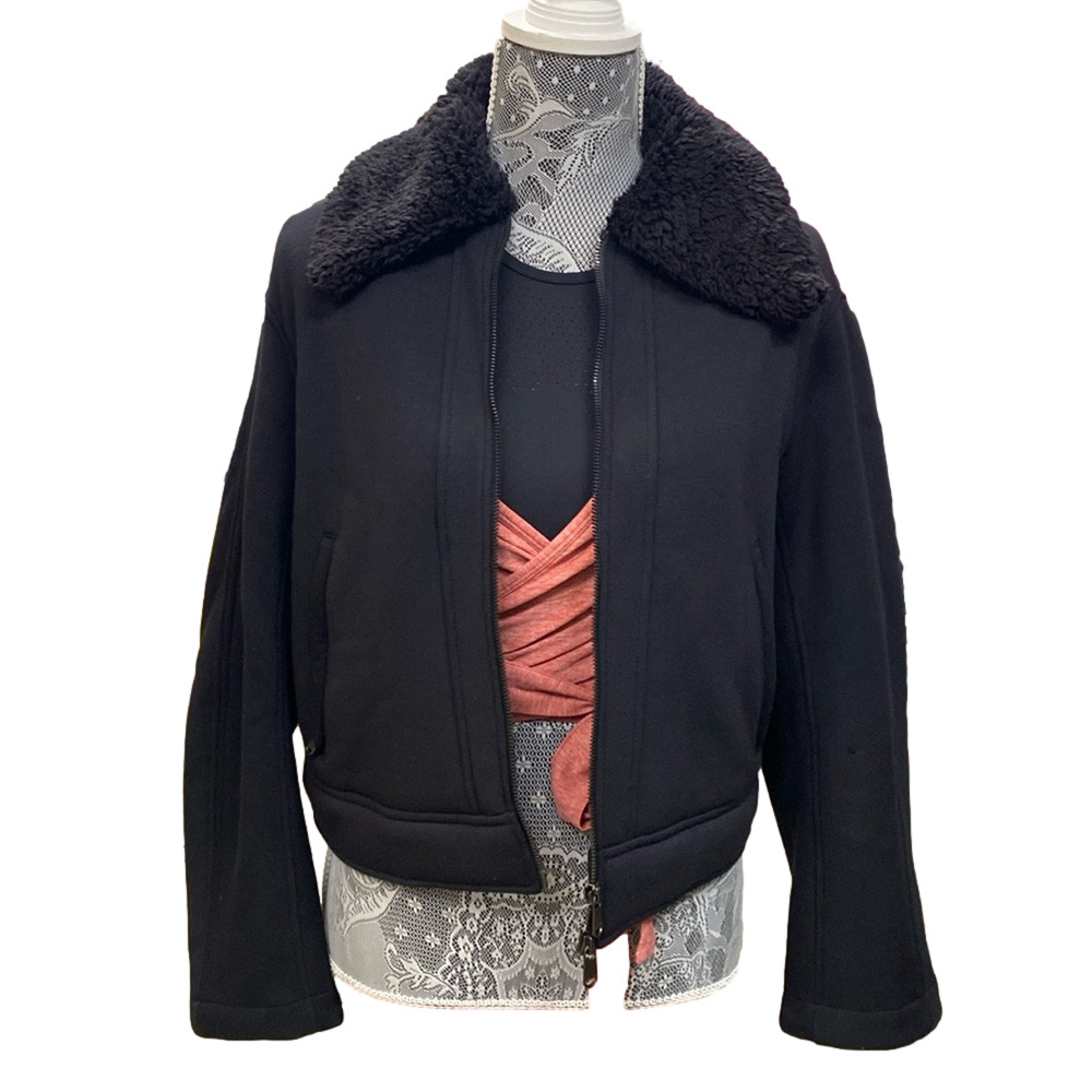 Athleta Black Sherpa lined Zip Jacket | Size XXS, EUC (Fits Oversized)